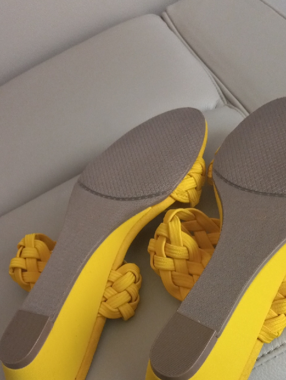 New York Transit Yellow Braided Double-Strap Slide Mules Size 7.5M - Picture 9 of 16